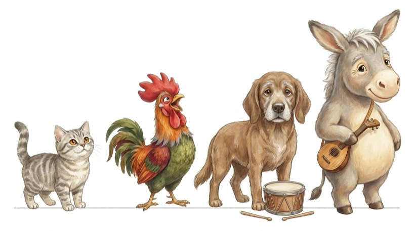 Size chart of the four animals