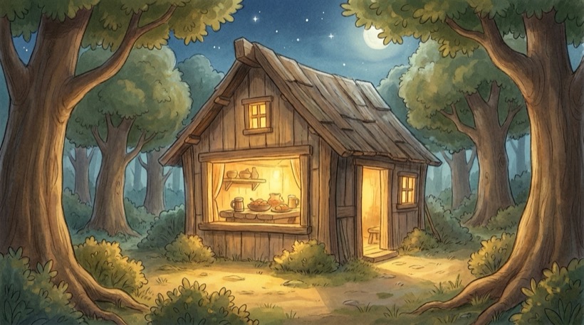 Robbers' house at night