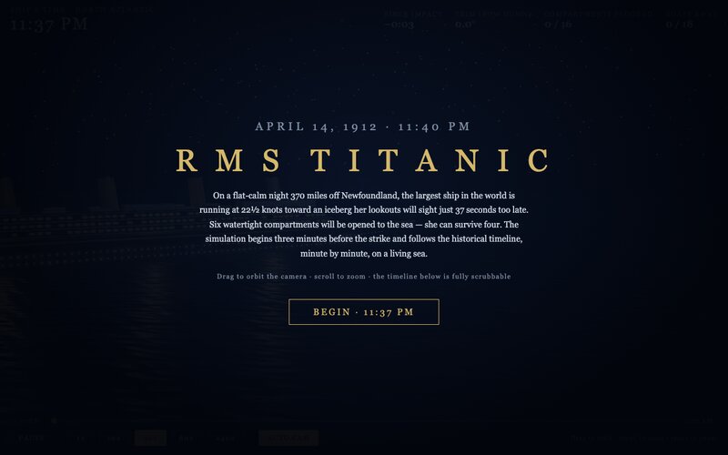 RMS Titanic 3D reconstruction title screen